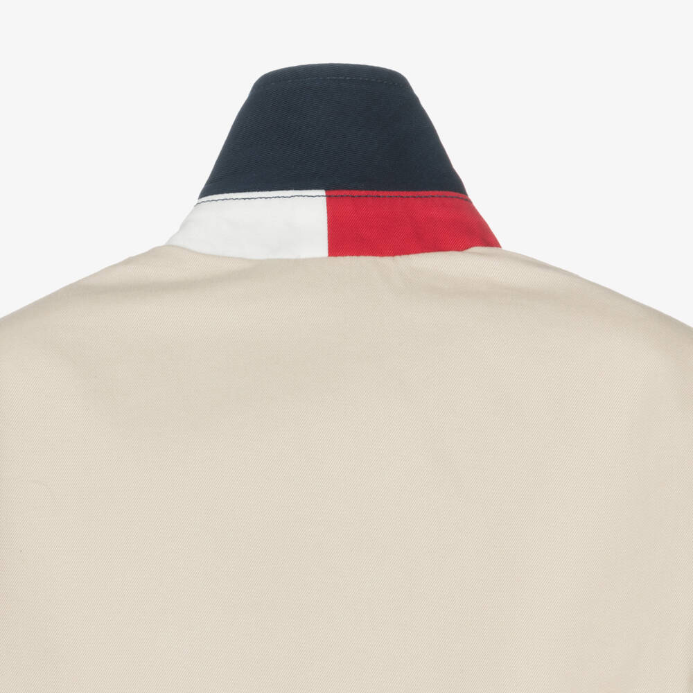 Tommy Hilfiger-Boys Beige Cotton Twill Jacket with Contrast Collar | Childrensalon