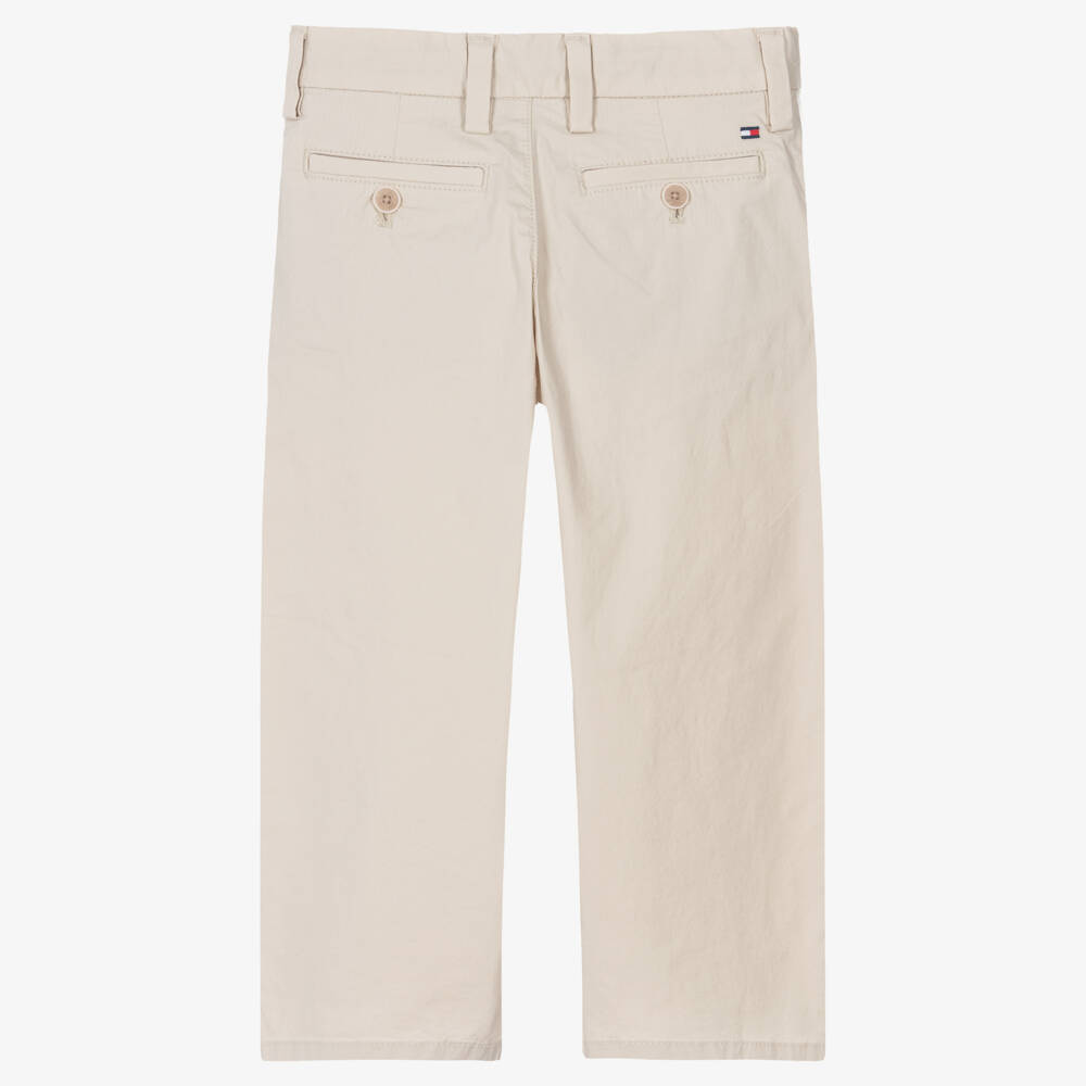 Tommy Hilfiger-Boys Beige Cotton Wide Leg Chinos | Childrensalon