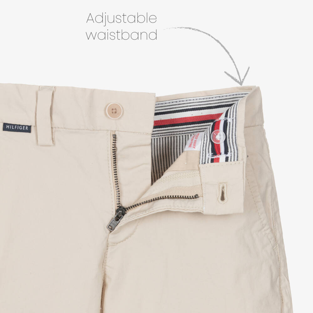 Tommy Hilfiger-Boys Beige Cotton Wide Leg Chinos | Childrensalon