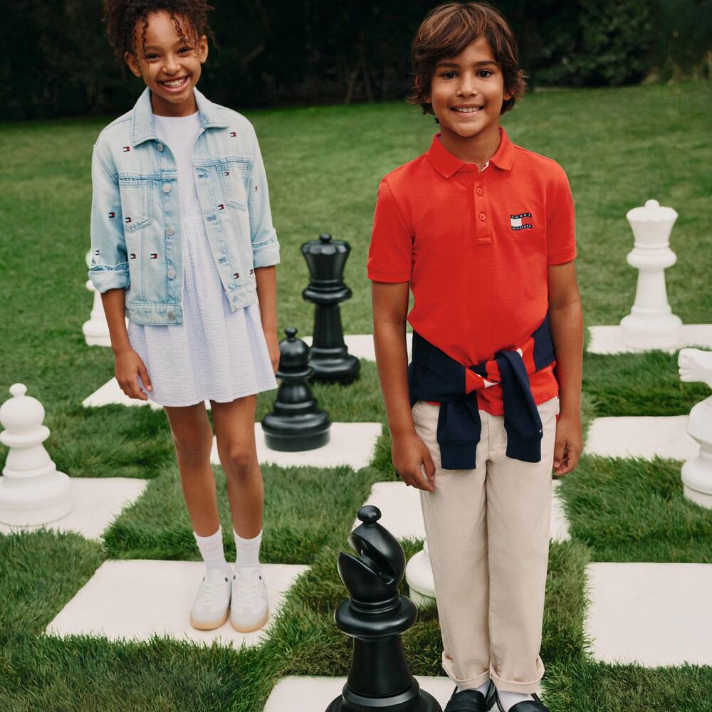 Tommy Hilfiger-Брюки чинос бежевые хлопковые для мальчиков | Childrensalon