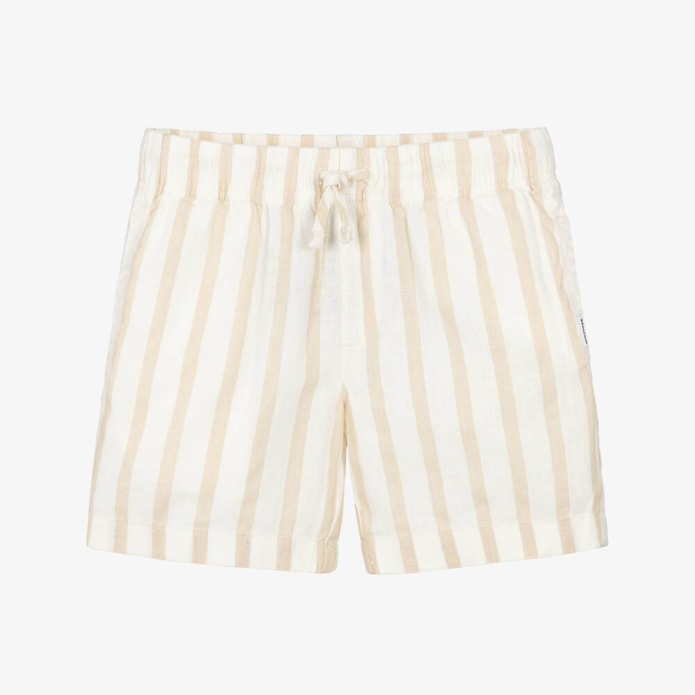 Tommy Hilfiger-Boys Beige & Cream Striped Shorts | Childrensalon