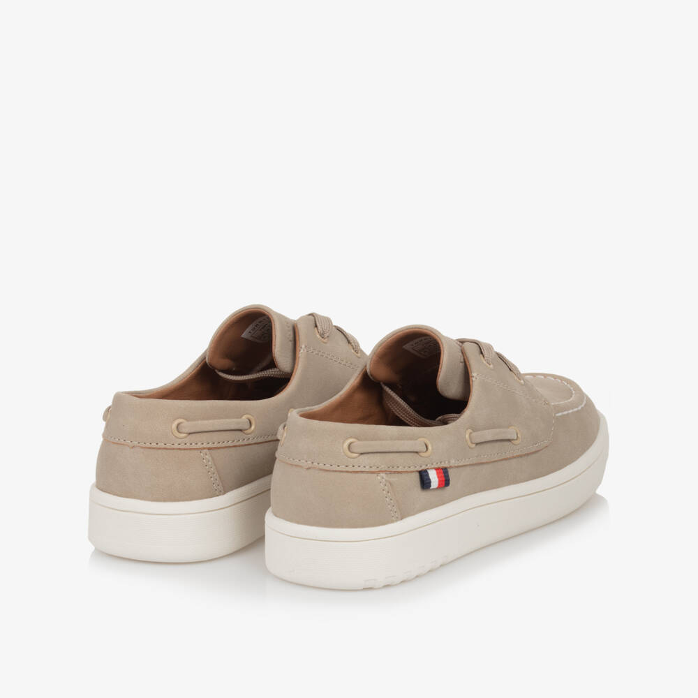 Tommy Hilfiger-Boys Beige Faux Suede Deck Shoes | Childrensalon