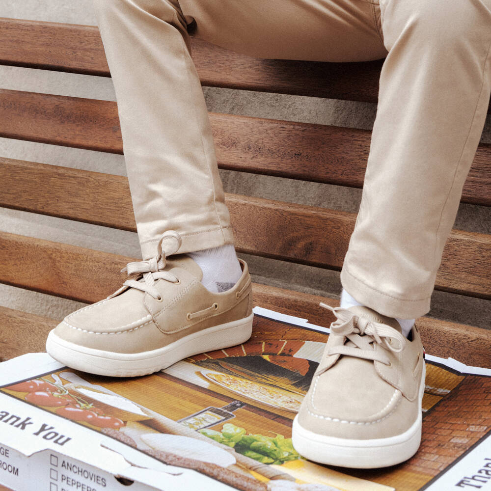 Tommy Hilfiger-Boys Beige Faux Suede Deck Shoes | Childrensalon