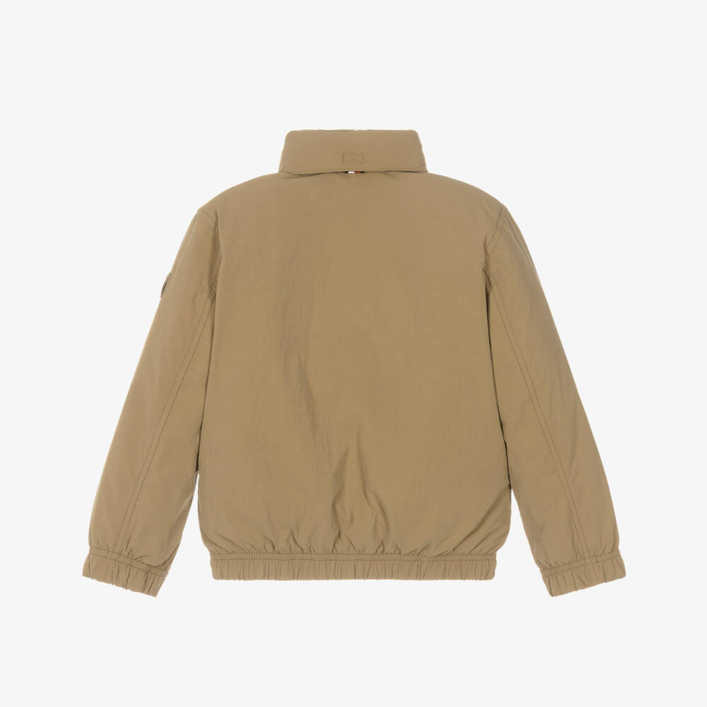 Tommy Hilfiger-Boys Beige Padded Hooded Zip-Up Jacket | Childrensalon