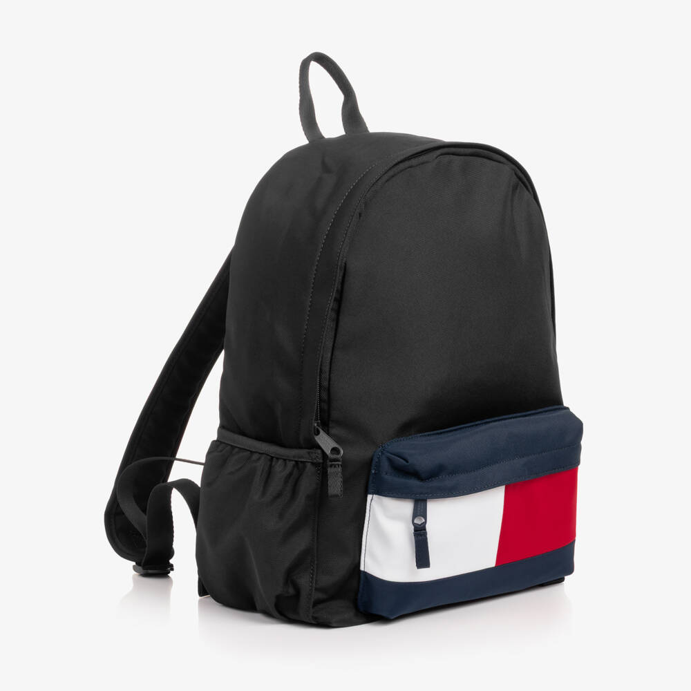 Tommy Hilfiger-Boys Black Backpack with Logo (40cm) | Childrensalon