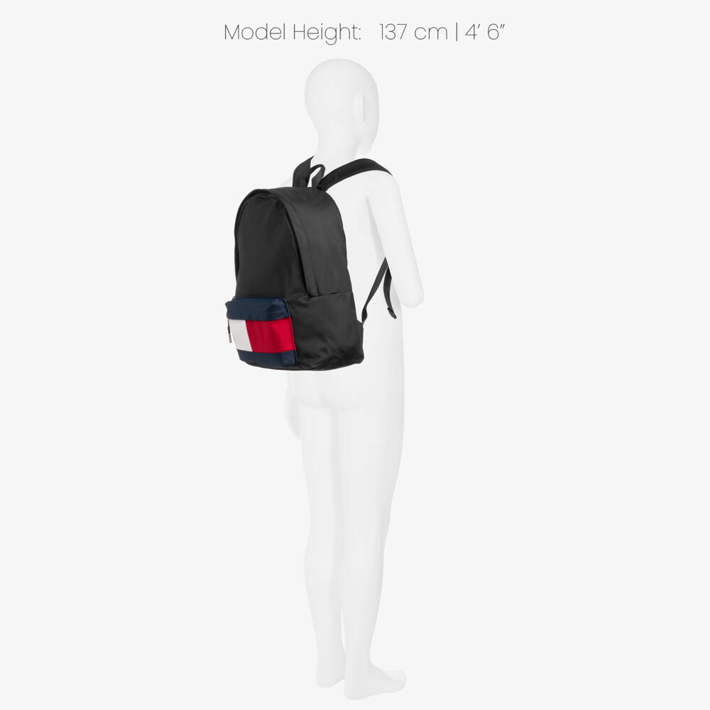 Tommy Hilfiger-Boys Black Backpack with Logo (40cm) | Childrensalon
