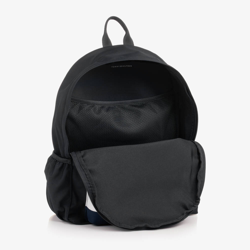 Tommy Hilfiger-Boys Black Backpack with Logo (40cm) | Childrensalon