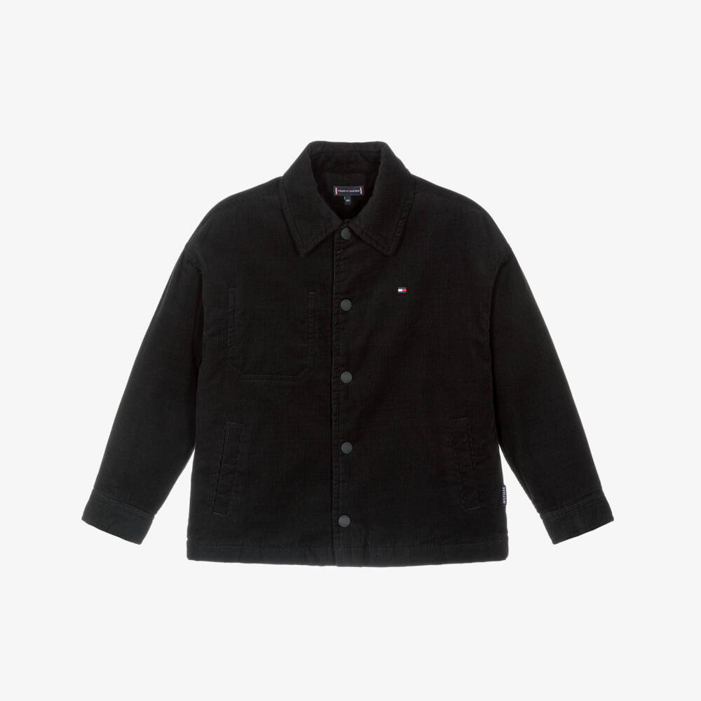 Tommy Hilfiger-Boys Black Cotton Corduroy Overshirt | Childrensalon
