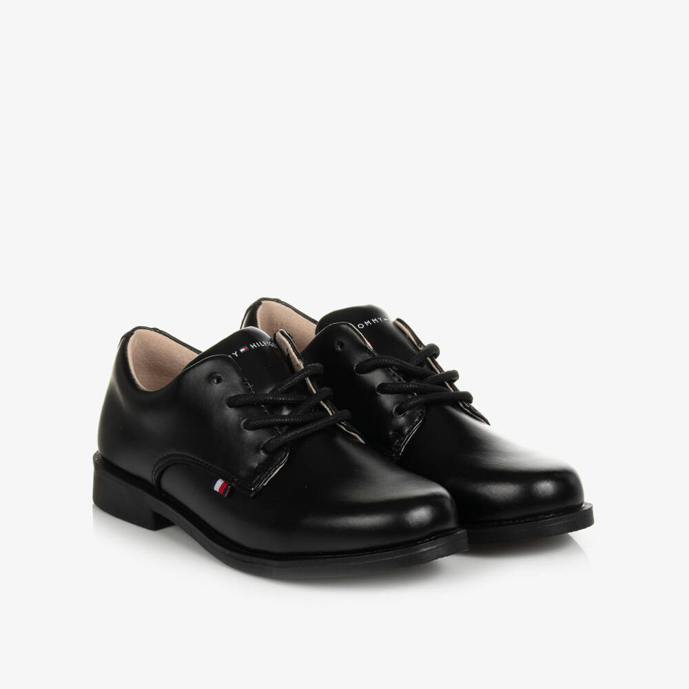 Tommy Hilfiger-Boys Black Faux Leather Shoes | Childrensalon
