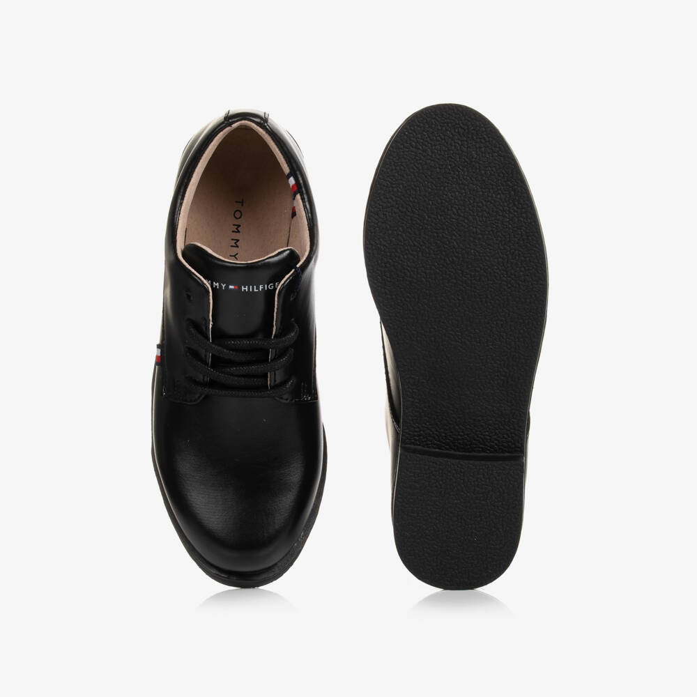 Tommy Hilfiger-Boys Black Faux Leather Shoes | Childrensalon