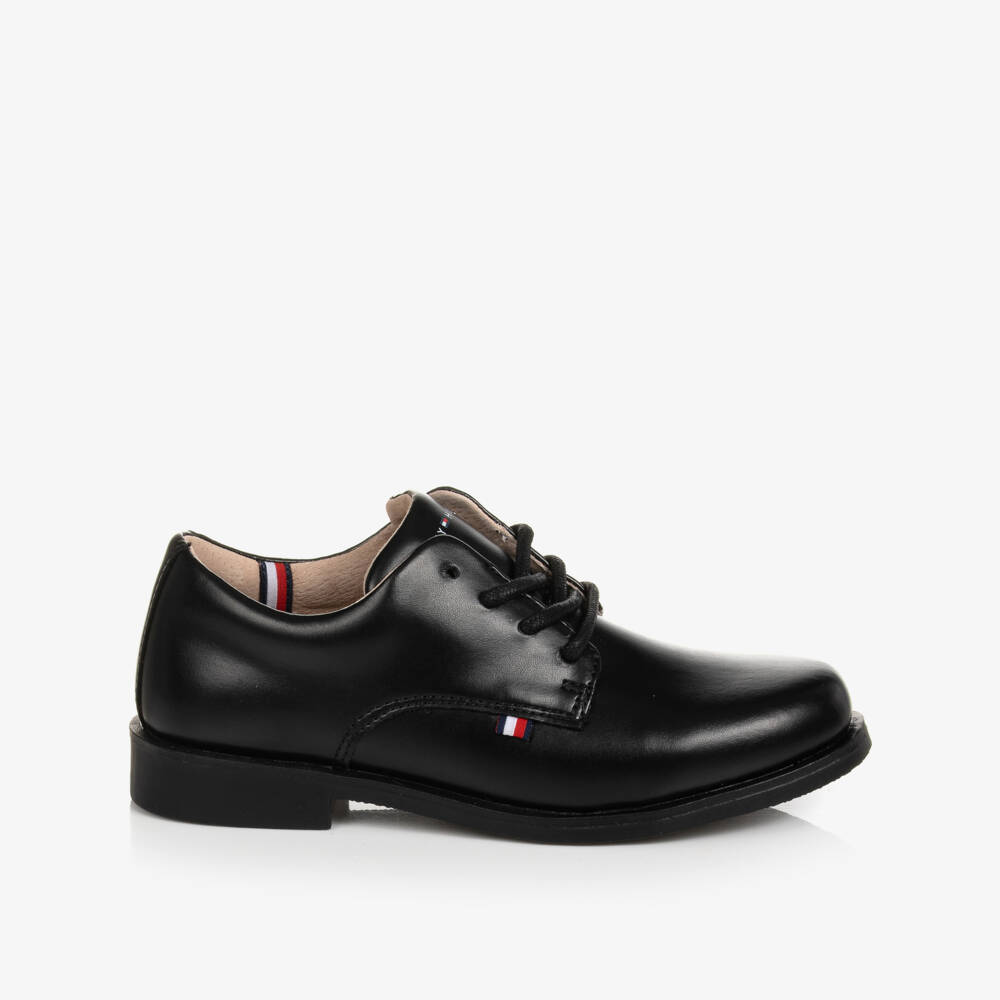 Tommy Hilfiger-Boys Black Faux Leather Shoes | Childrensalon