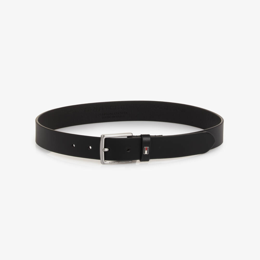 Tommy Hilfiger-Boys Black Leather Belt | Childrensalon