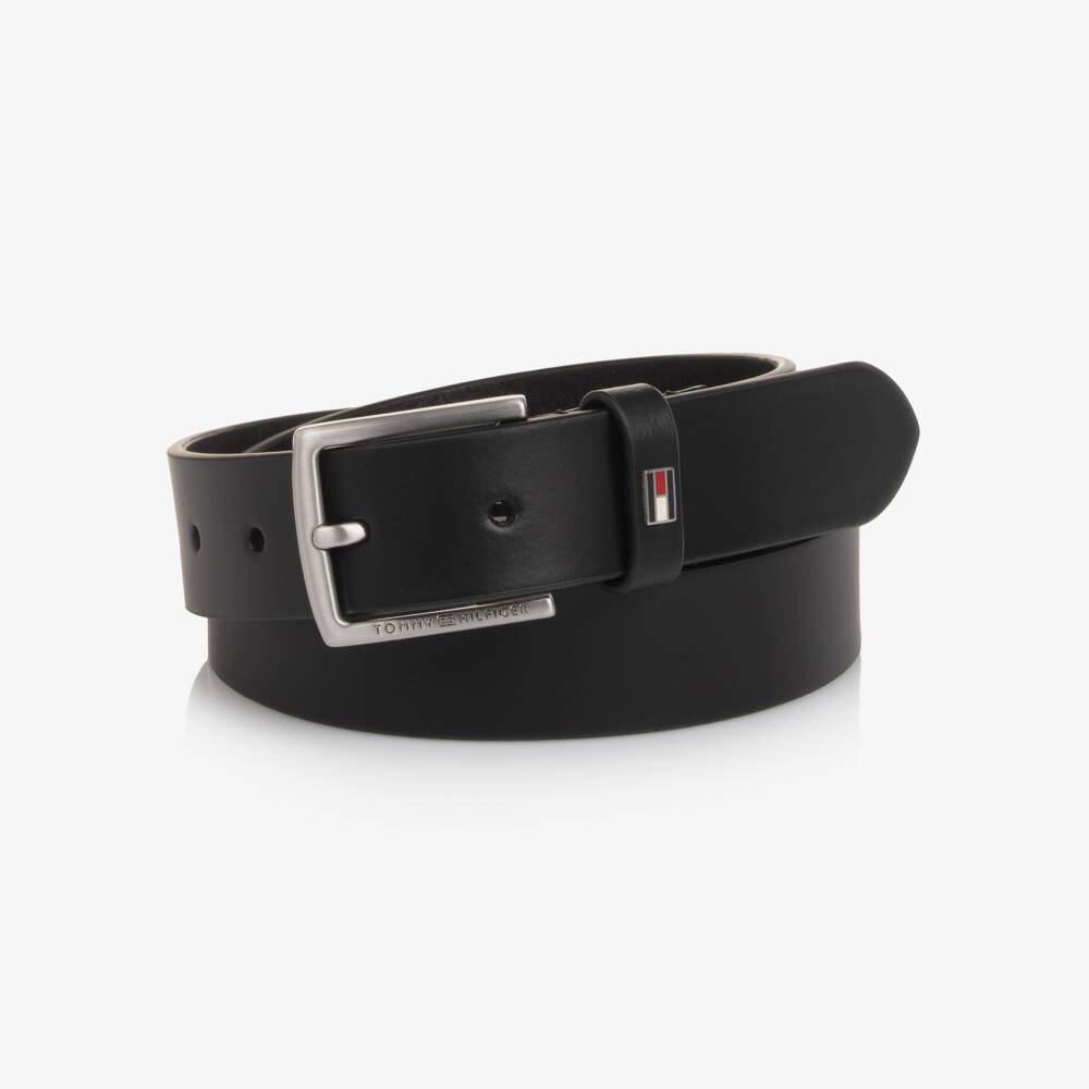 Tommy Hilfiger-Boys Black Leather Belt | Childrensalon