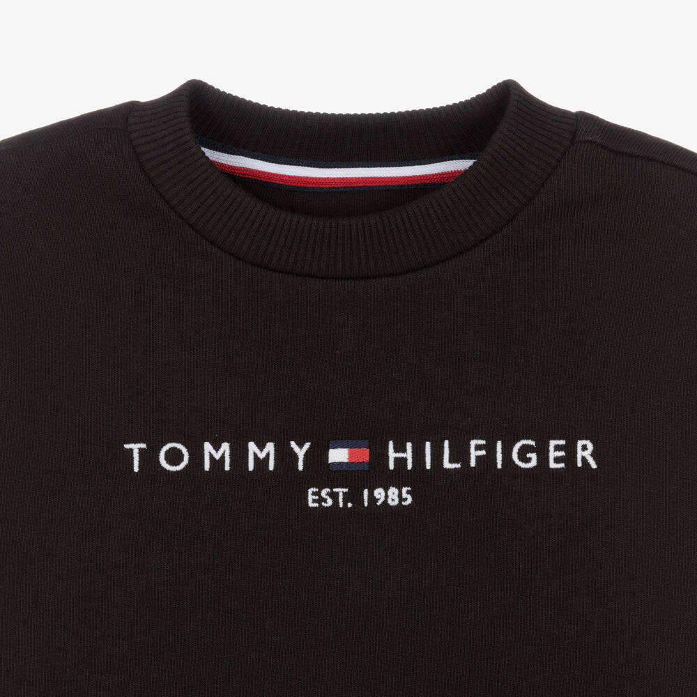 Tommy Hilfiger-Boys Black Organic Cotton Sweatshirt | Childrensalon