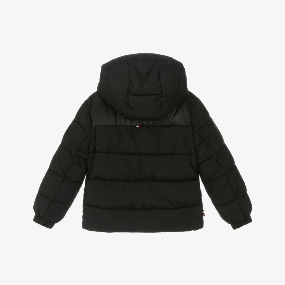Tommy Hilfiger-Boys Black Puffer Jacket with Removable Hood | Childrensalon