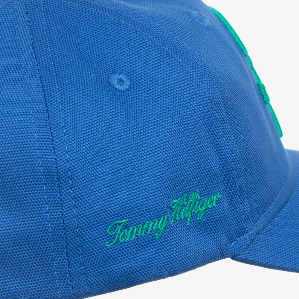 Tommy Hilfiger-Boys Blue Canvas Cap with Script Logo | Childrensalon