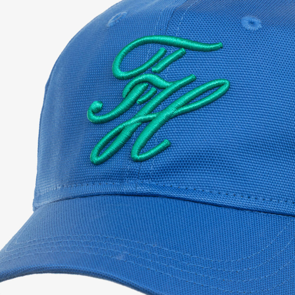 Tommy Hilfiger-Boys Blue Canvas Cap with Script Logo | Childrensalon