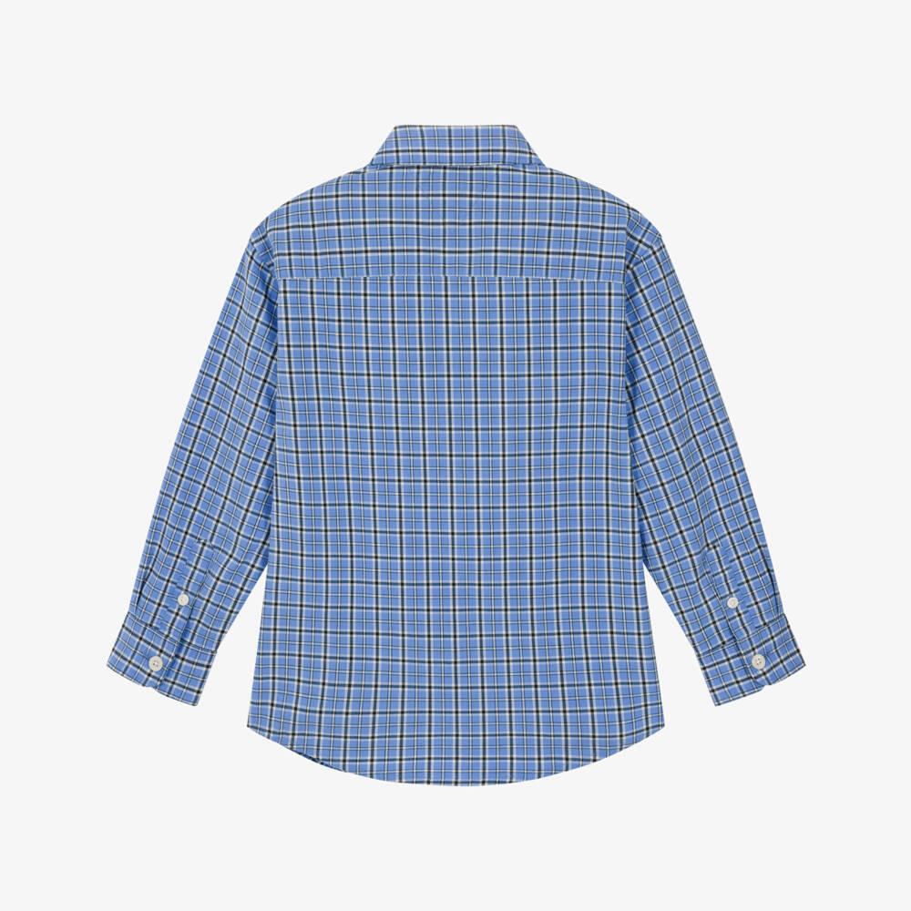 Tommy Hilfiger-Boys Blue Check Poplin Shirt | Childrensalon