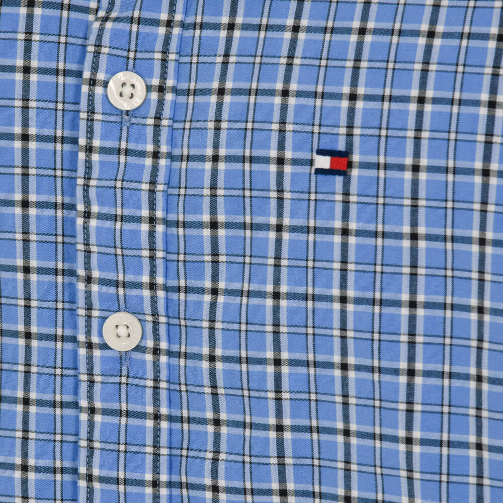 Tommy Hilfiger-Boys Blue Check Poplin Shirt | Childrensalon