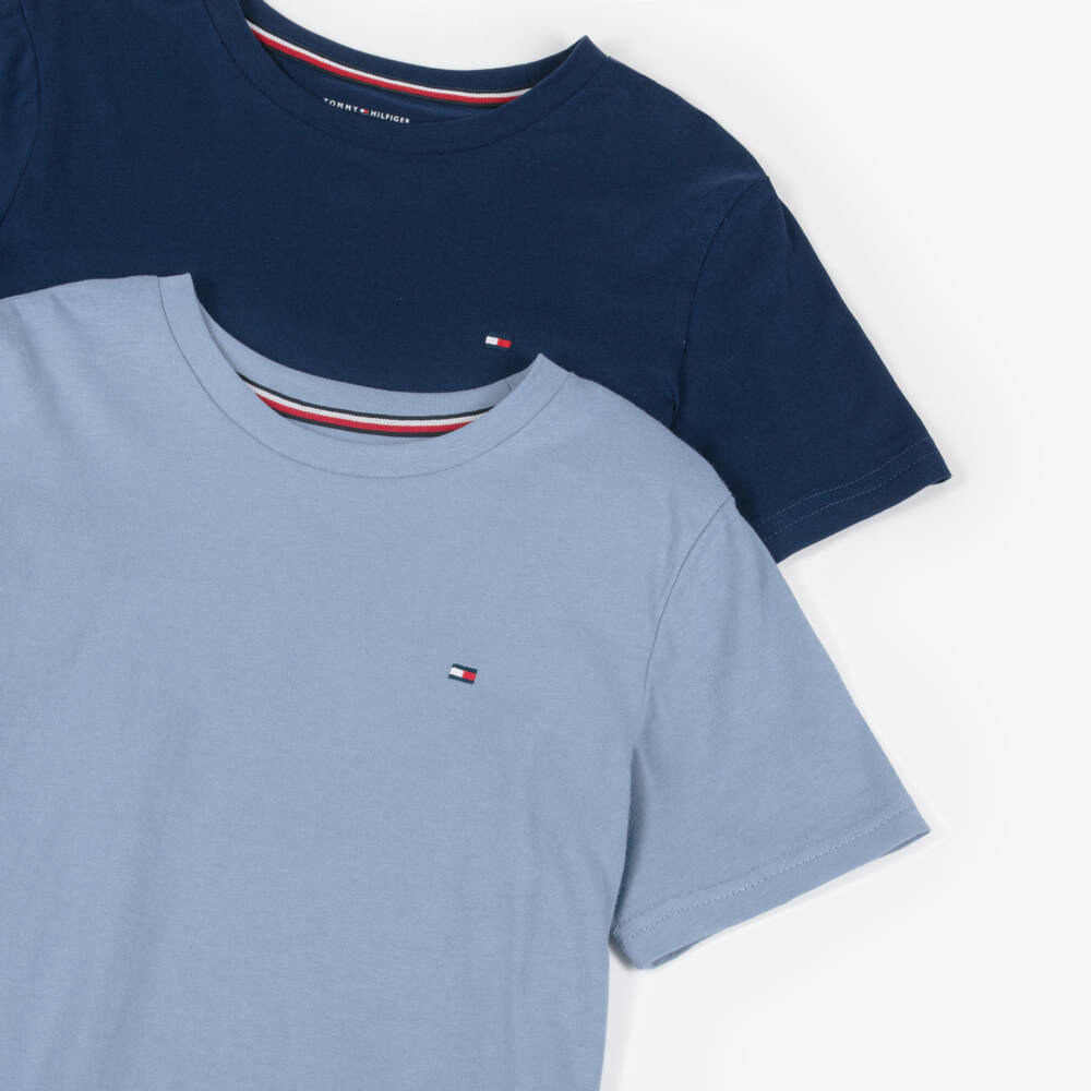 Tommy Hilfiger-Boys Blue Cotton Flag Logo T-Shirts (2 Pack) | Childrensalon