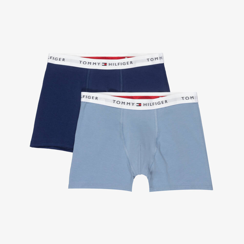 Tommy Hilfiger-Boys Blue Cotton Jersey Boxer Shorts (2 Pack) | Childrensalon