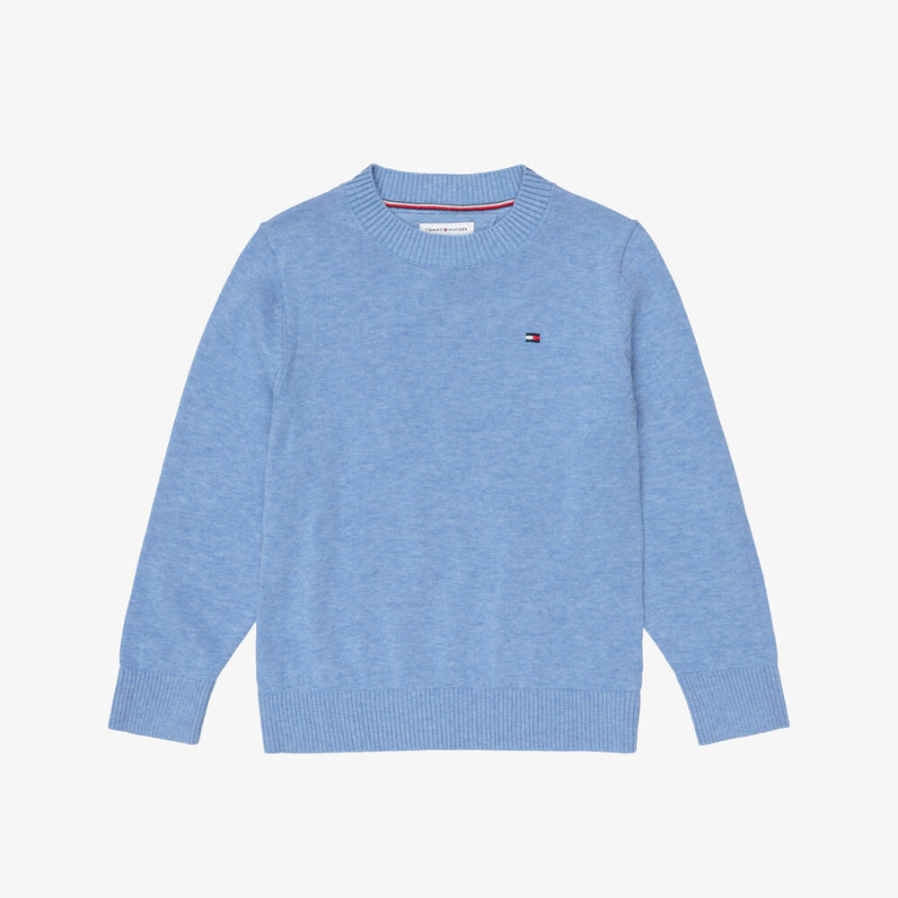Tommy Hilfiger-Boys Blue Cotton Knit Logo Sweater | Childrensalon