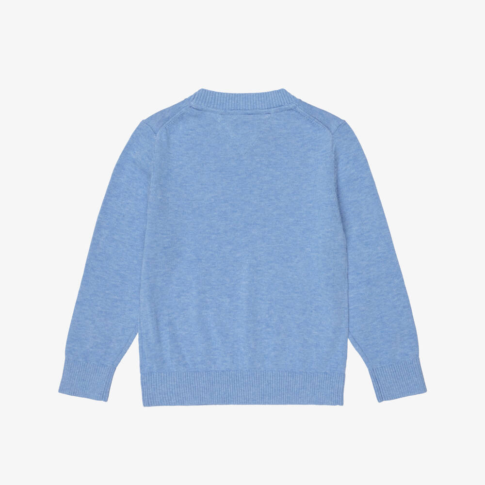 Tommy Hilfiger-Boys Blue Cotton Knit Logo Sweater | Childrensalon