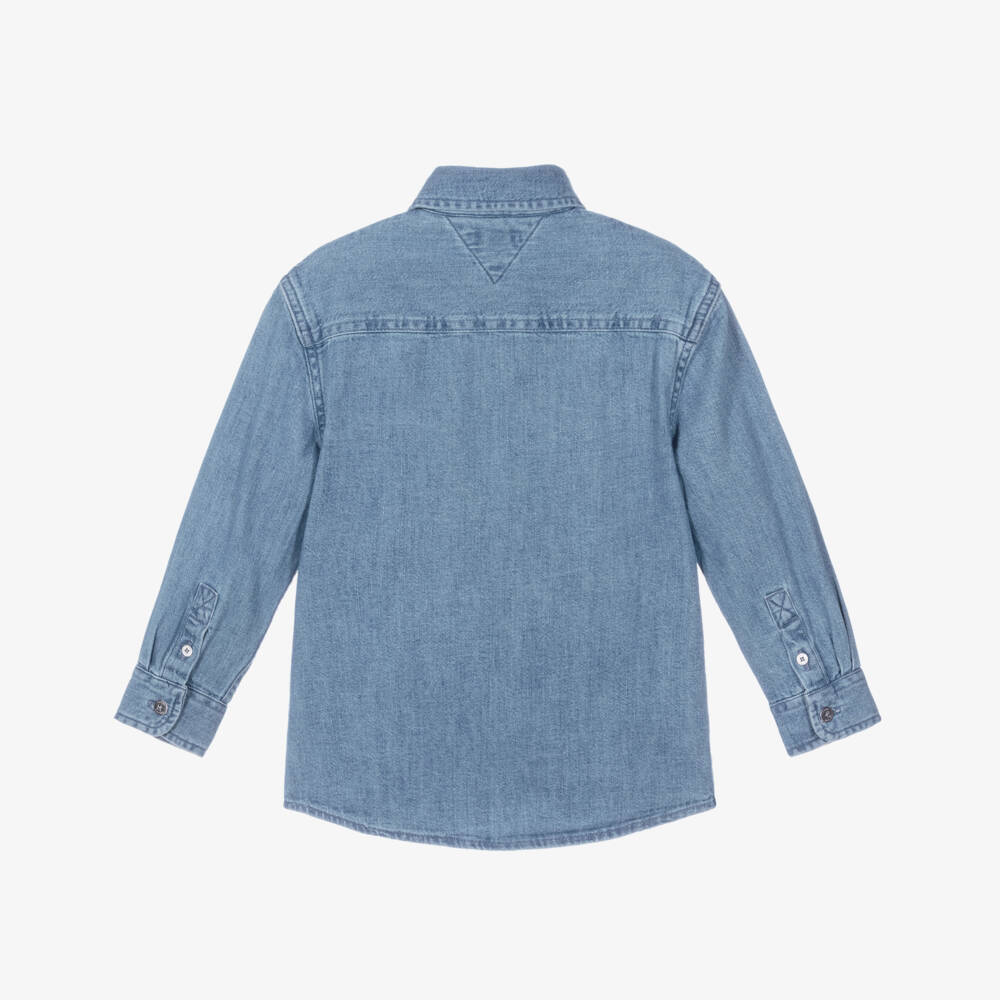 Tommy Hilfiger-قميص دنيم بشعار العلم لون أزرق للأولاد | Childrensalon