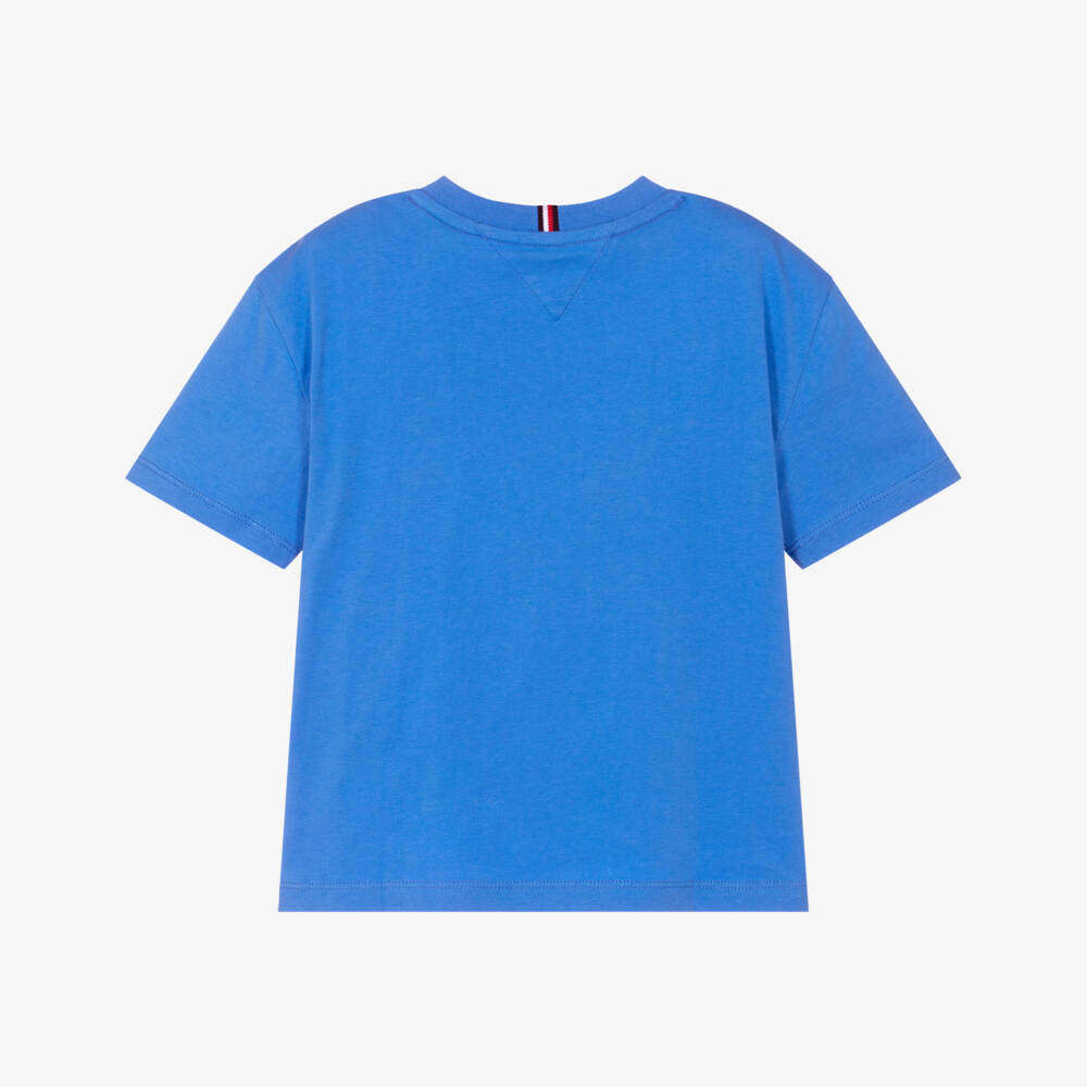 Tommy Hilfiger-Boys Blue Graffiti Flag Logo Cotton T-Shirt | Childrensalon