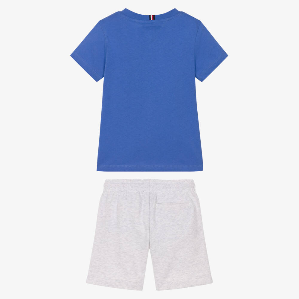 Tommy Hilfiger-Boys Blue & Grey Cotton Jersey Shorts Set | Childrensalon