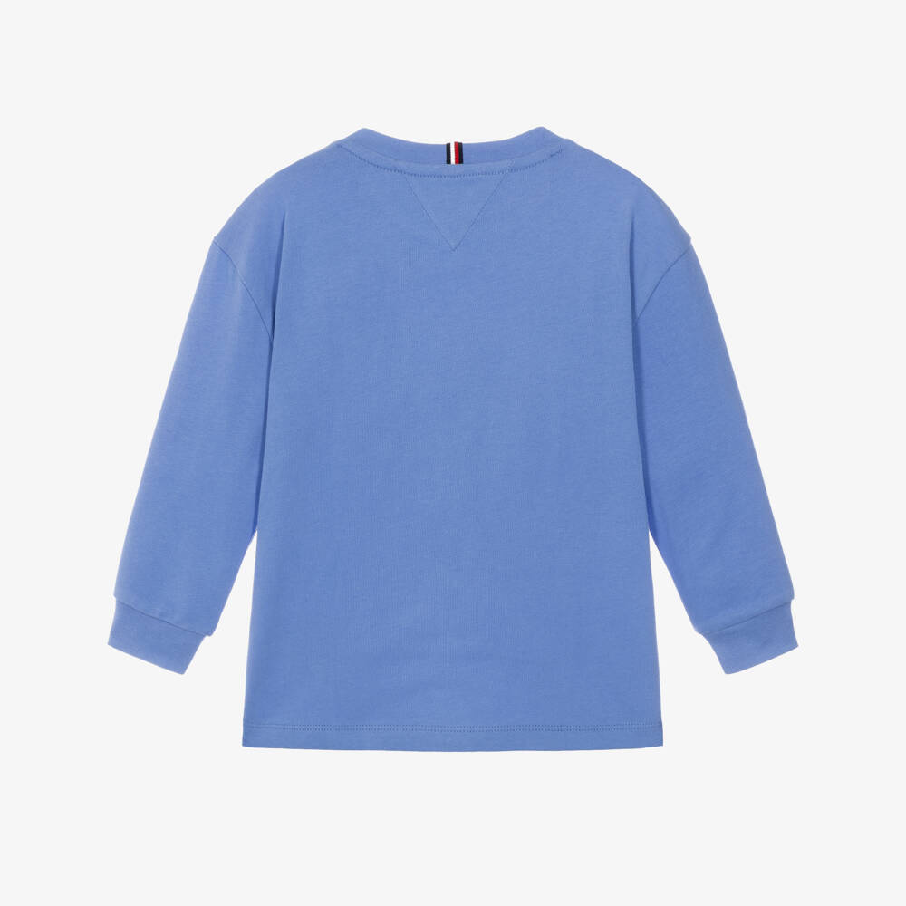 Tommy Hilfiger-Boys Blue Long Sleeved Top with Team Tommy Graphic | Childrensalon