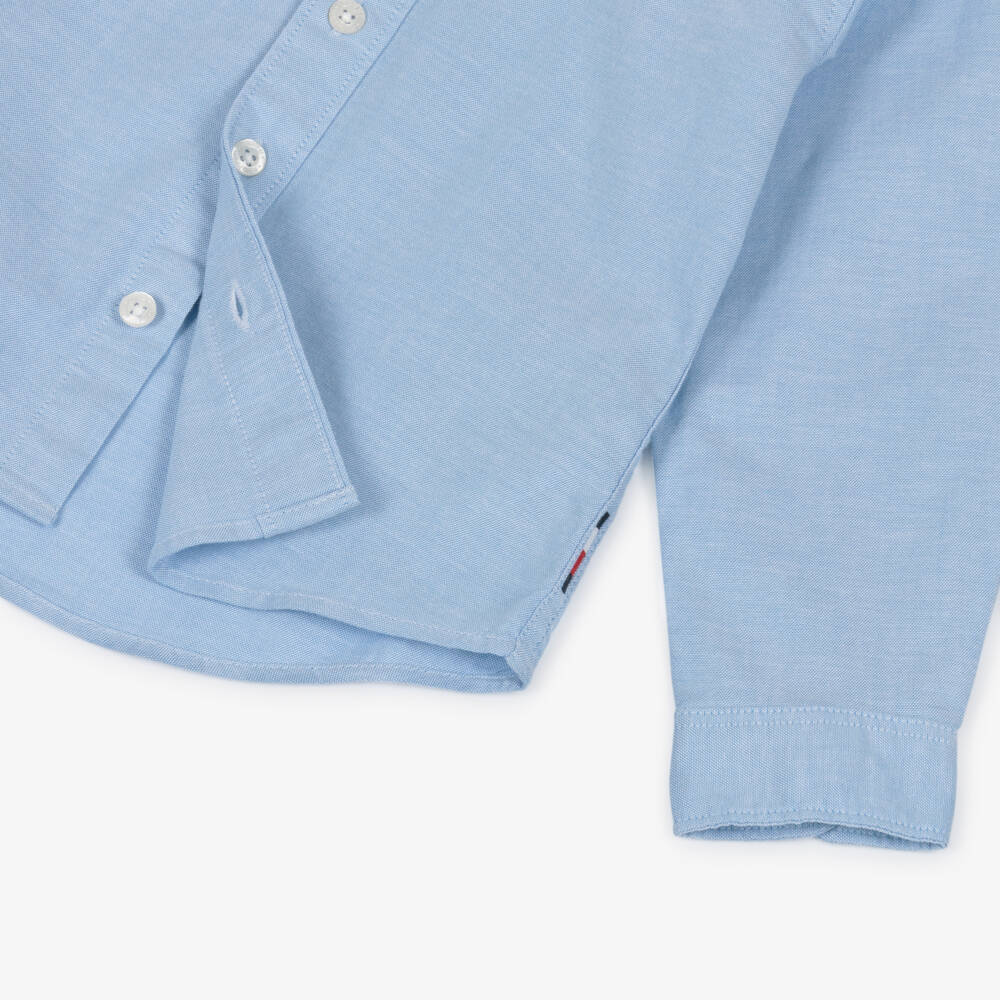 Tommy Hilfiger-Boys Blue Oxford Cotton Long-Sleeved Shirt | Childrensalon
