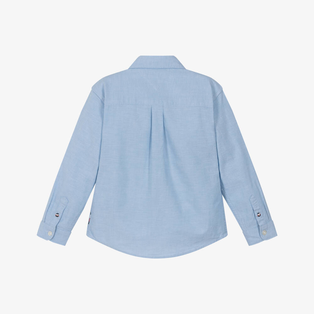 Tommy Hilfiger-Boys Blue Oxford Cotton Long-Sleeved Shirt | Childrensalon