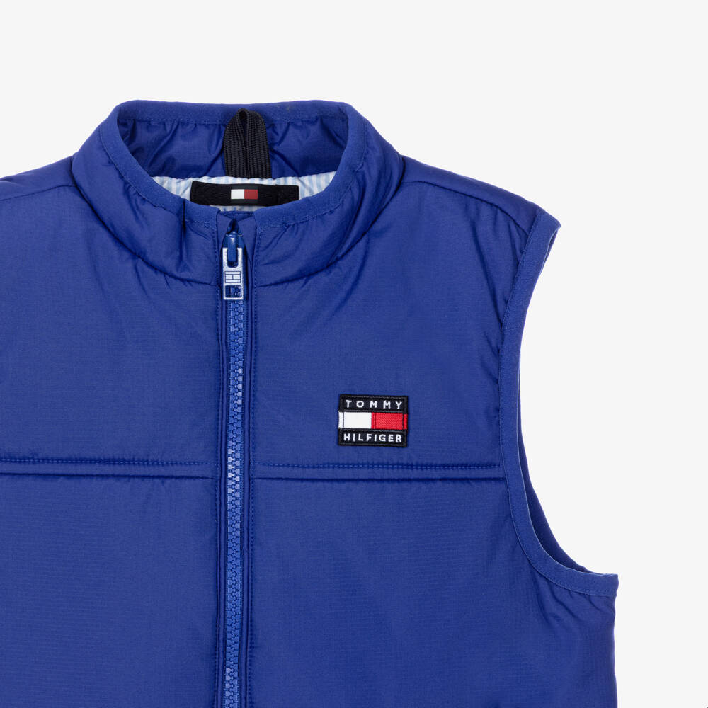 Tommy Hilfiger-Boys Blue Padded Ripstop Gilet | Childrensalon