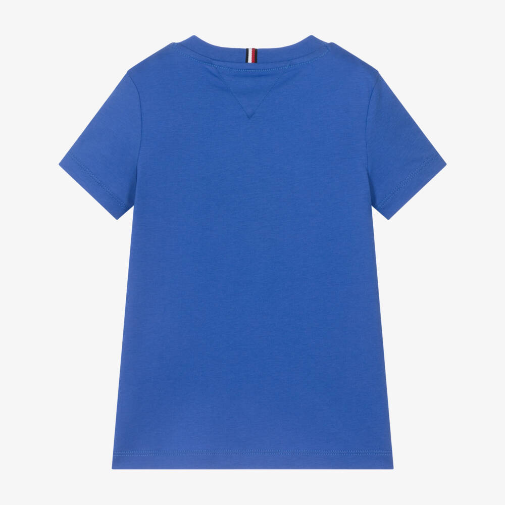 Tommy Hilfiger-Boys Blue Wavy Flag Logo Cotton T-Shirt | Childrensalon