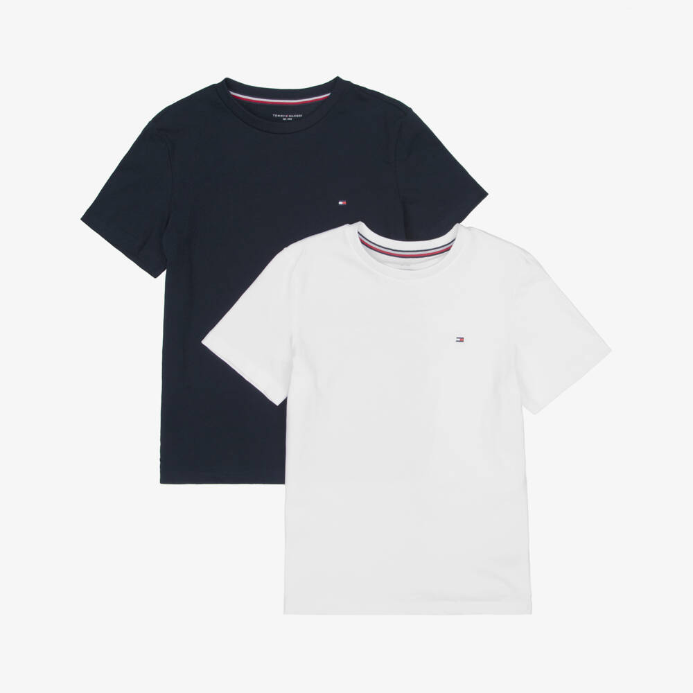 Tommy Hilfiger-Синяя и белая хлопковые футболки для мальчиков (2шт.) | Childrensalon