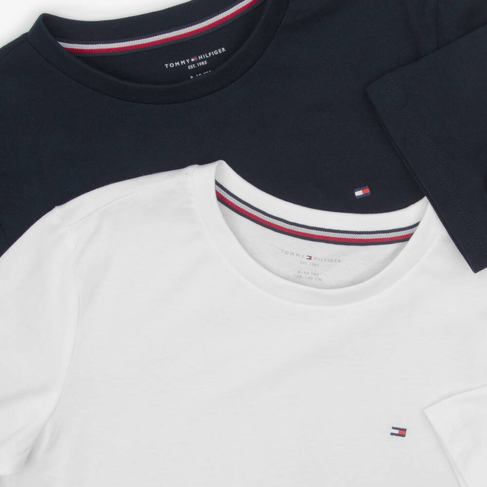 Tommy Hilfiger-Boys Blue & White Cotton T-Shirts (2 Pack) | Childrensalon