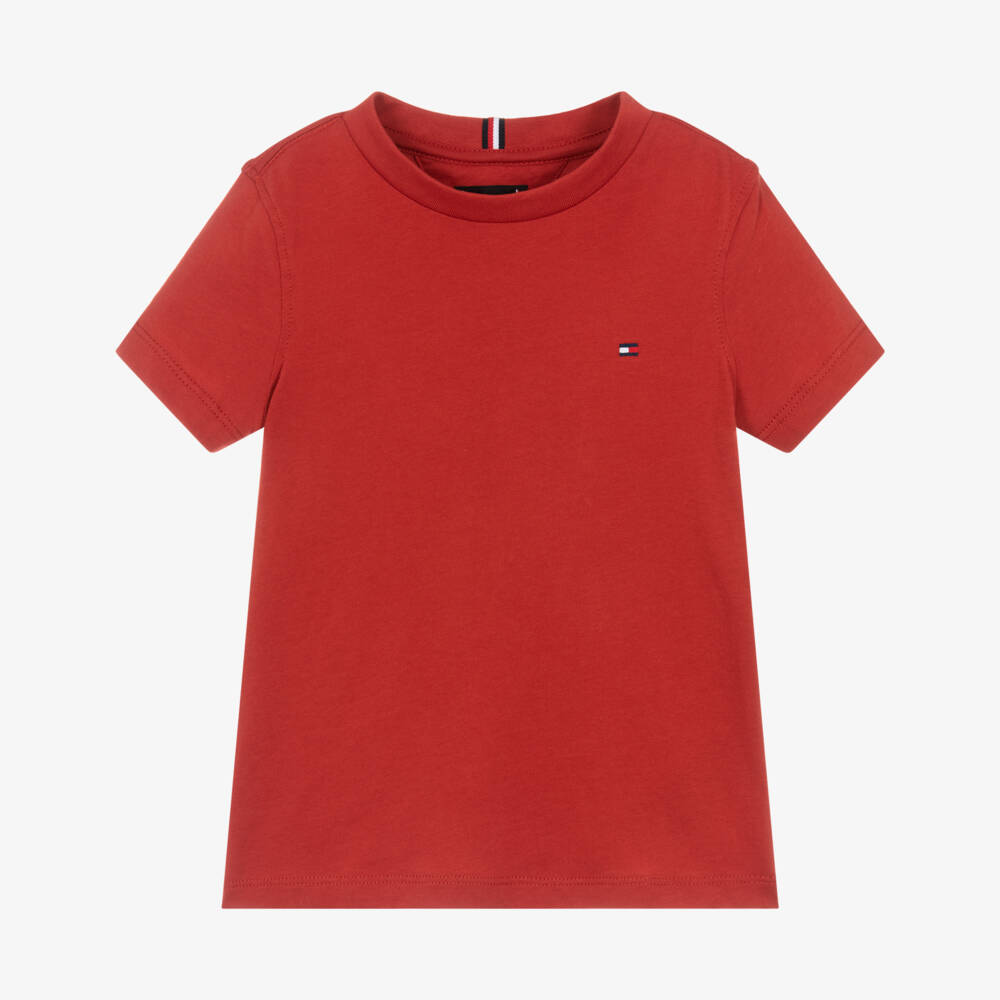 Tommy Hilfiger-Футболка красная с короткими рукавами из хлопка для мальчиков | Childrensalon