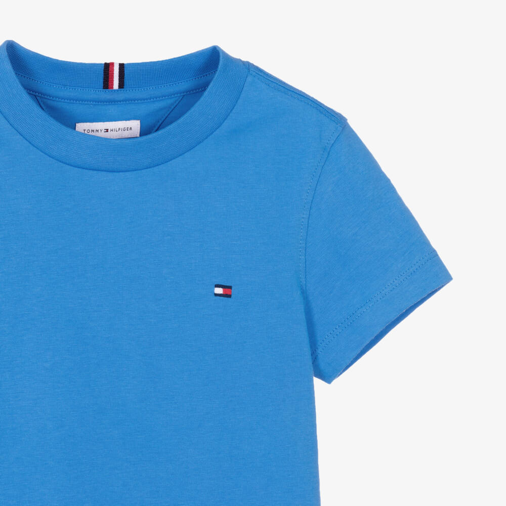 Tommy Hilfiger-Boys Bright Blue Cotton Crew Neck T-Shirt | Childrensalon