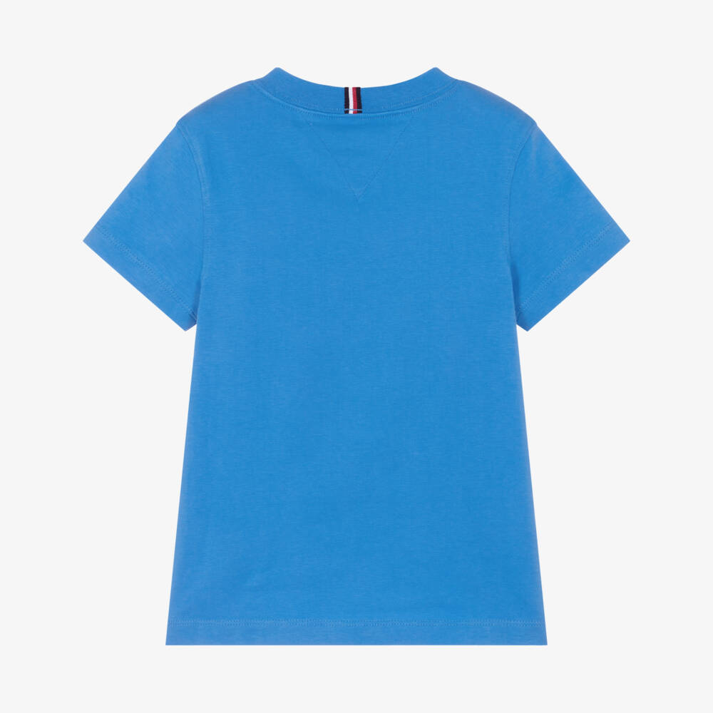 Tommy Hilfiger-Boys Bright Blue Cotton Crew Neck T-Shirt | Childrensalon