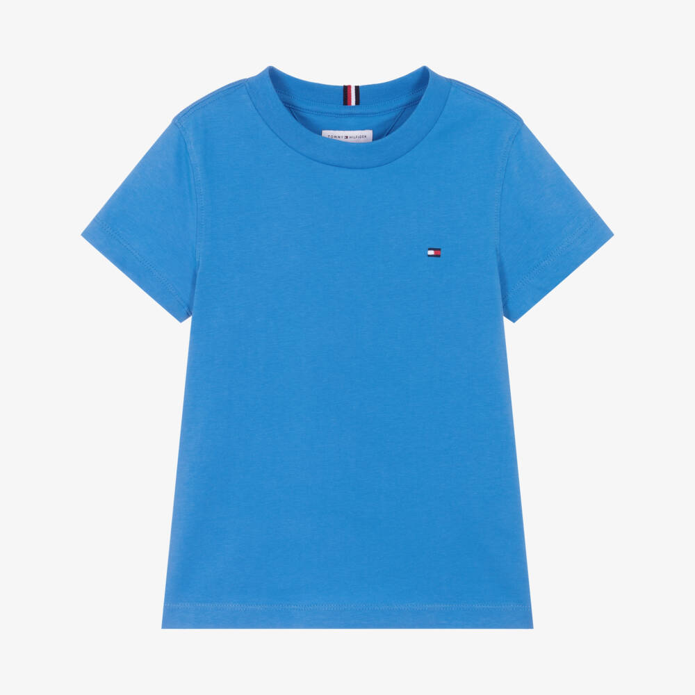 Tommy Hilfiger-Boys Bright Blue Cotton Crew Neck T-Shirt | Childrensalon