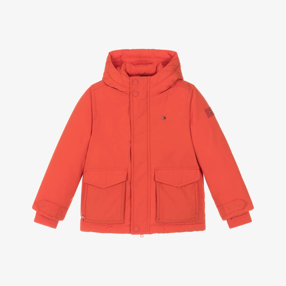 Tommy Hilfiger-Boys Bright Orange Parka Coat | Childrensalon