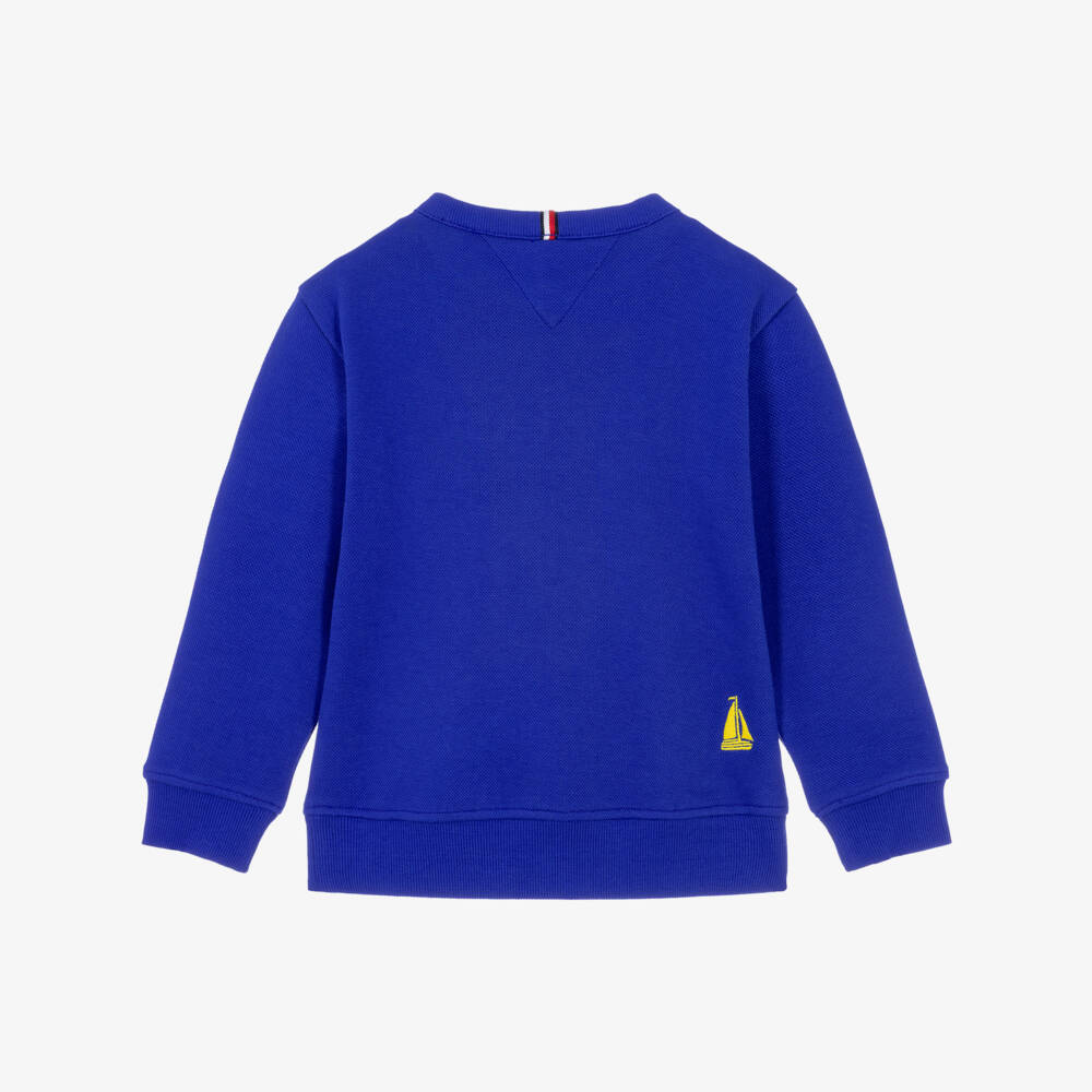 Tommy Hilfiger-Boys Cobalt Blue Cotton Piqué Sweatshirt | Childrensalon