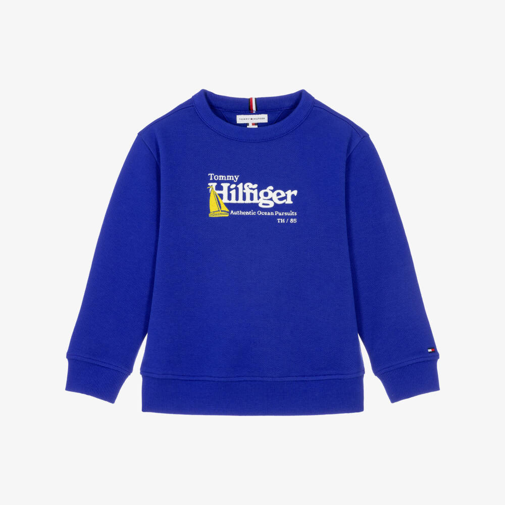 Tommy Hilfiger-Boys Cobalt Blue Cotton Piqué Sweatshirt  | Childrensalon