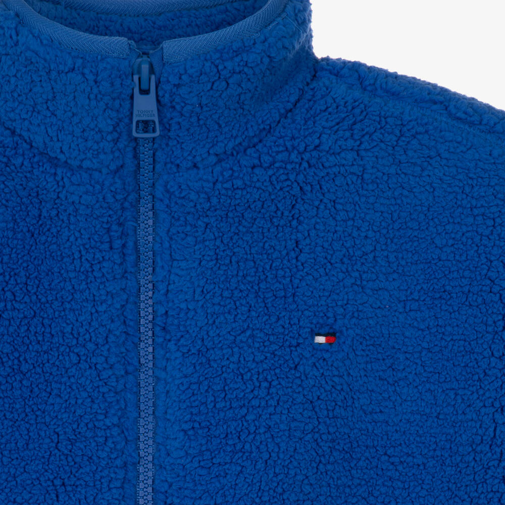 Tommy Hilfiger-Boys Cobalt Blue Sherpa Fleece Zip-Up Top | Childrensalon