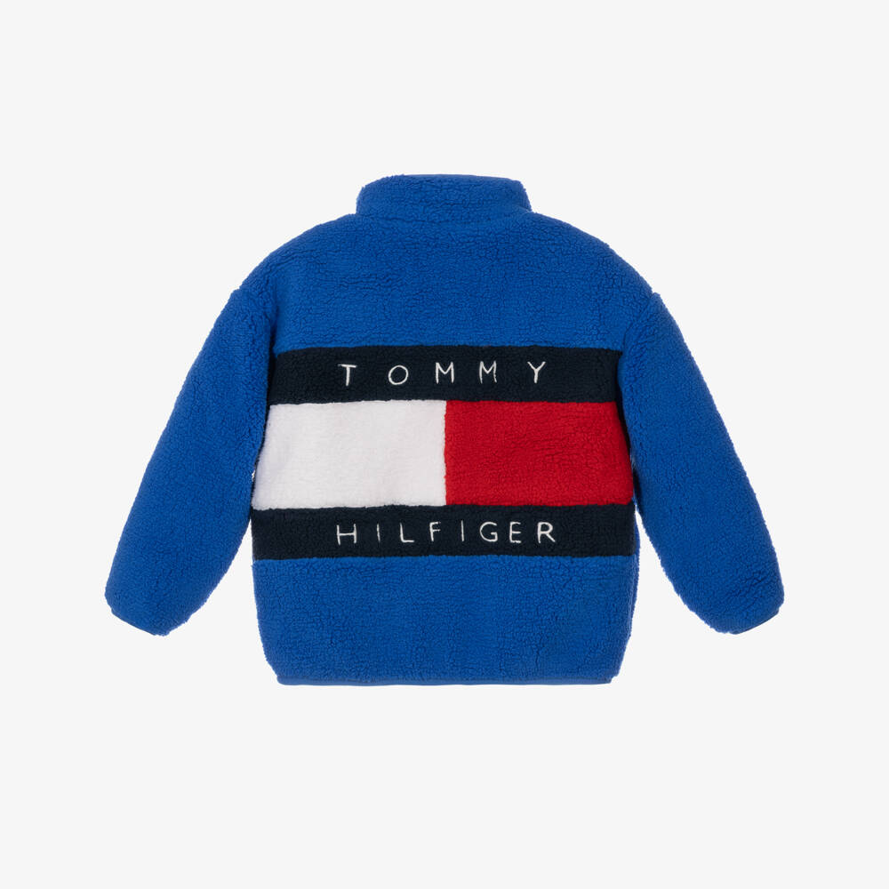 Tommy Hilfiger-Boys Cobalt Blue Sherpa Fleece Zip-Up Top | Childrensalon
