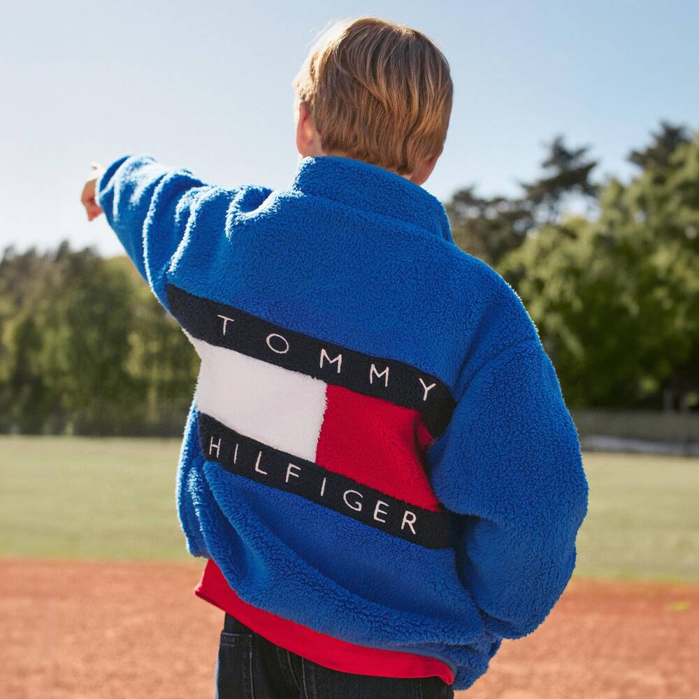 Tommy Hilfiger-Boys Cobalt Blue Sherpa Fleece Zip-Up Top | Childrensalon