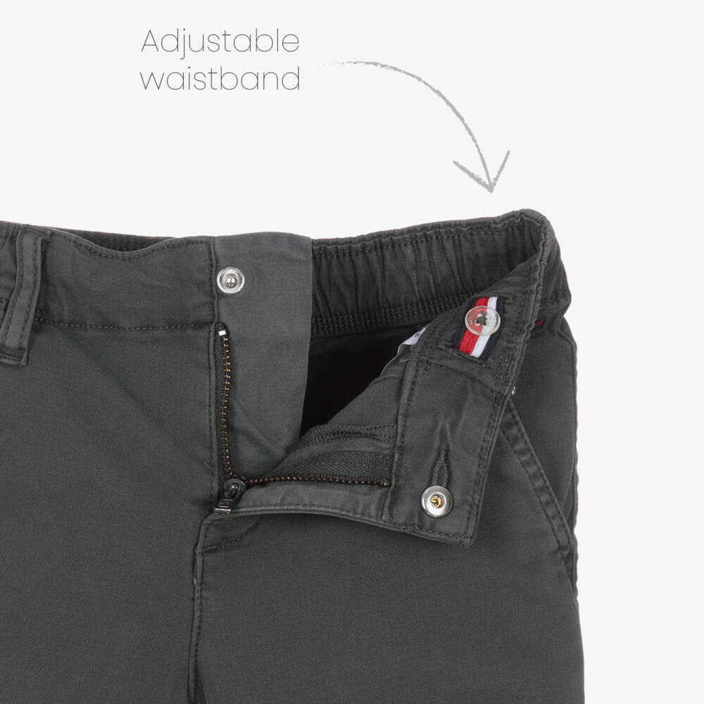 Tommy Hilfiger-Boys Dark Grey Straight Cotton Trousers | Childrensalon
