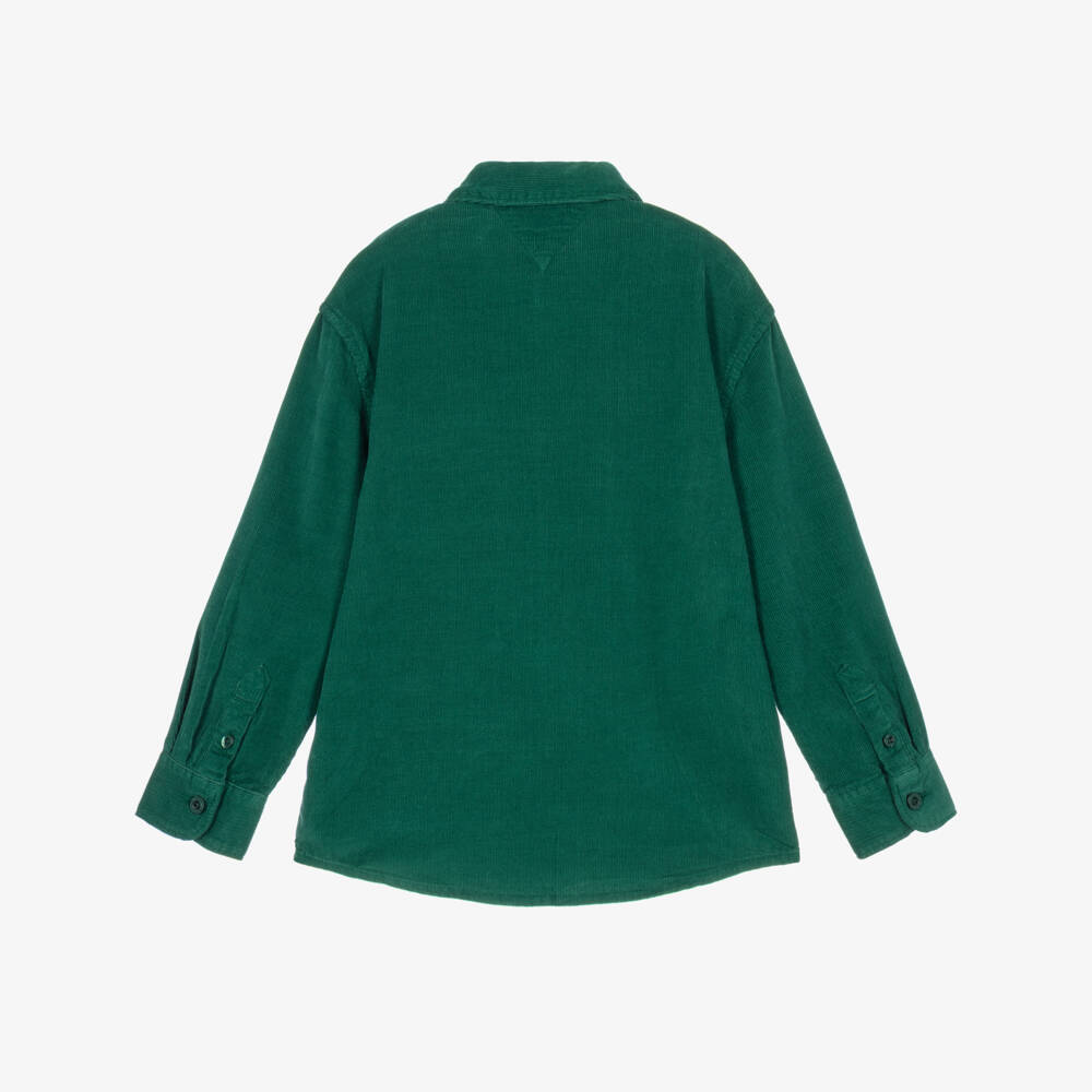 Tommy Hilfiger-Boys Forest Green Corduroy Shirt | Childrensalon