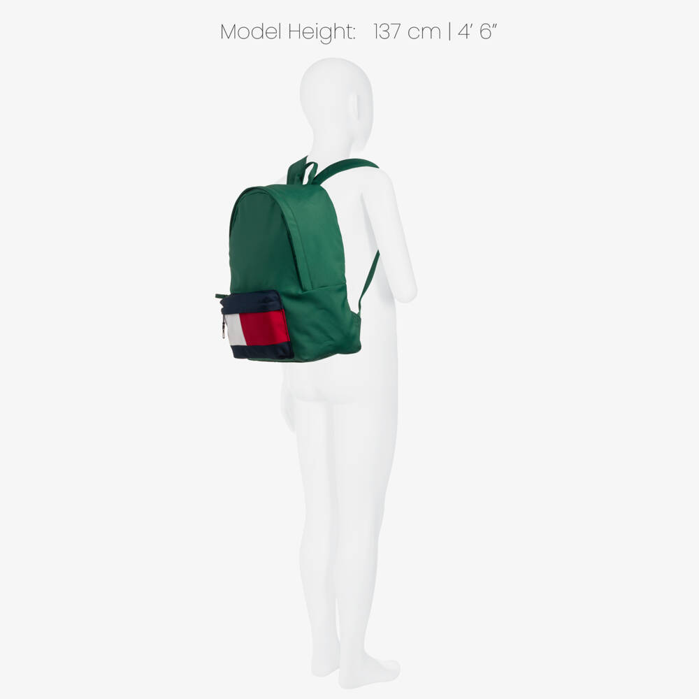 Tommy Hilfiger-Boys Green Backpack with Logo (40cm) | Childrensalon